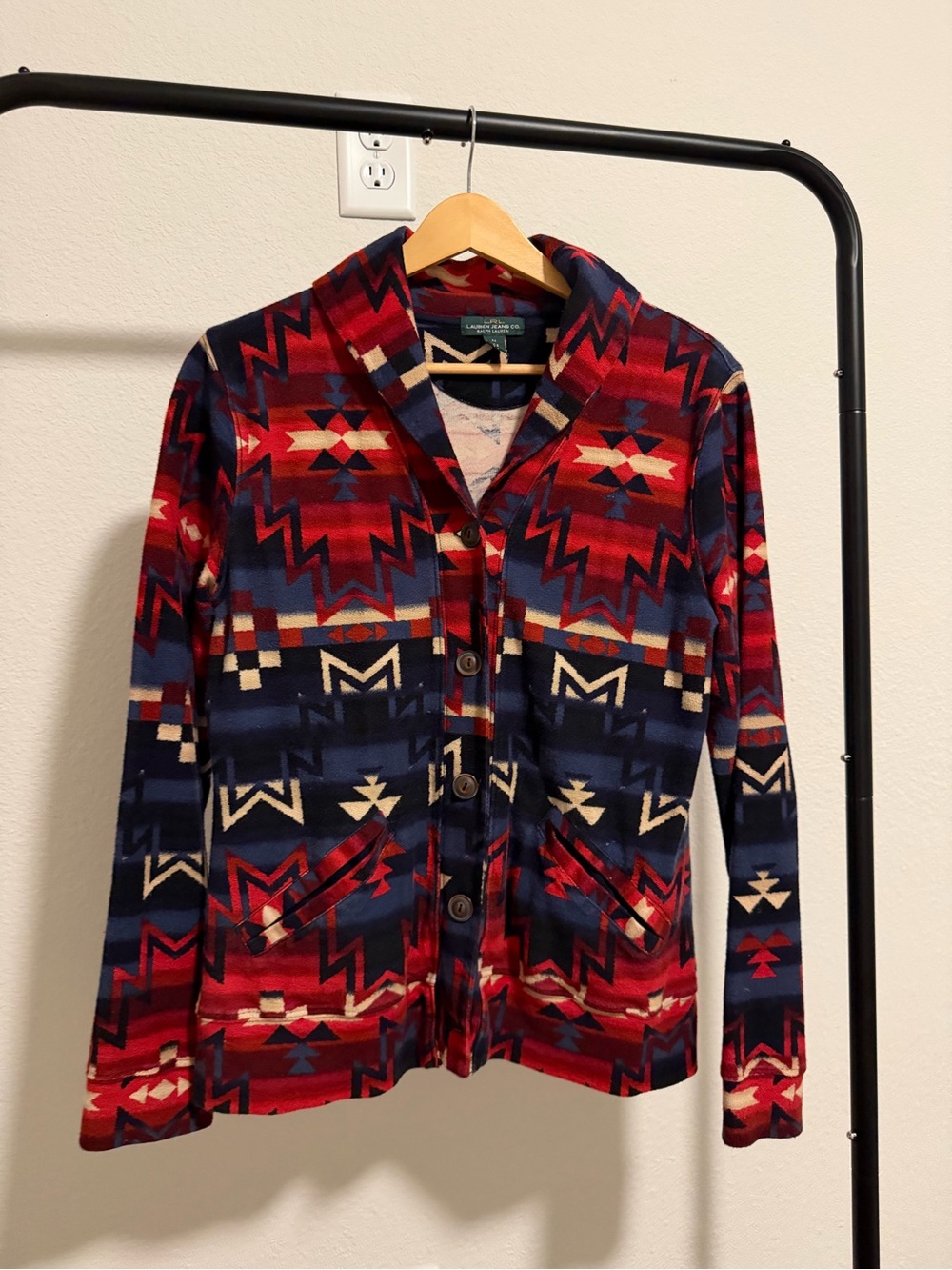 Lauren Jeans Co Ralph Lauren Southwestern Cardigan Jacket Women’s M 100% Cotton